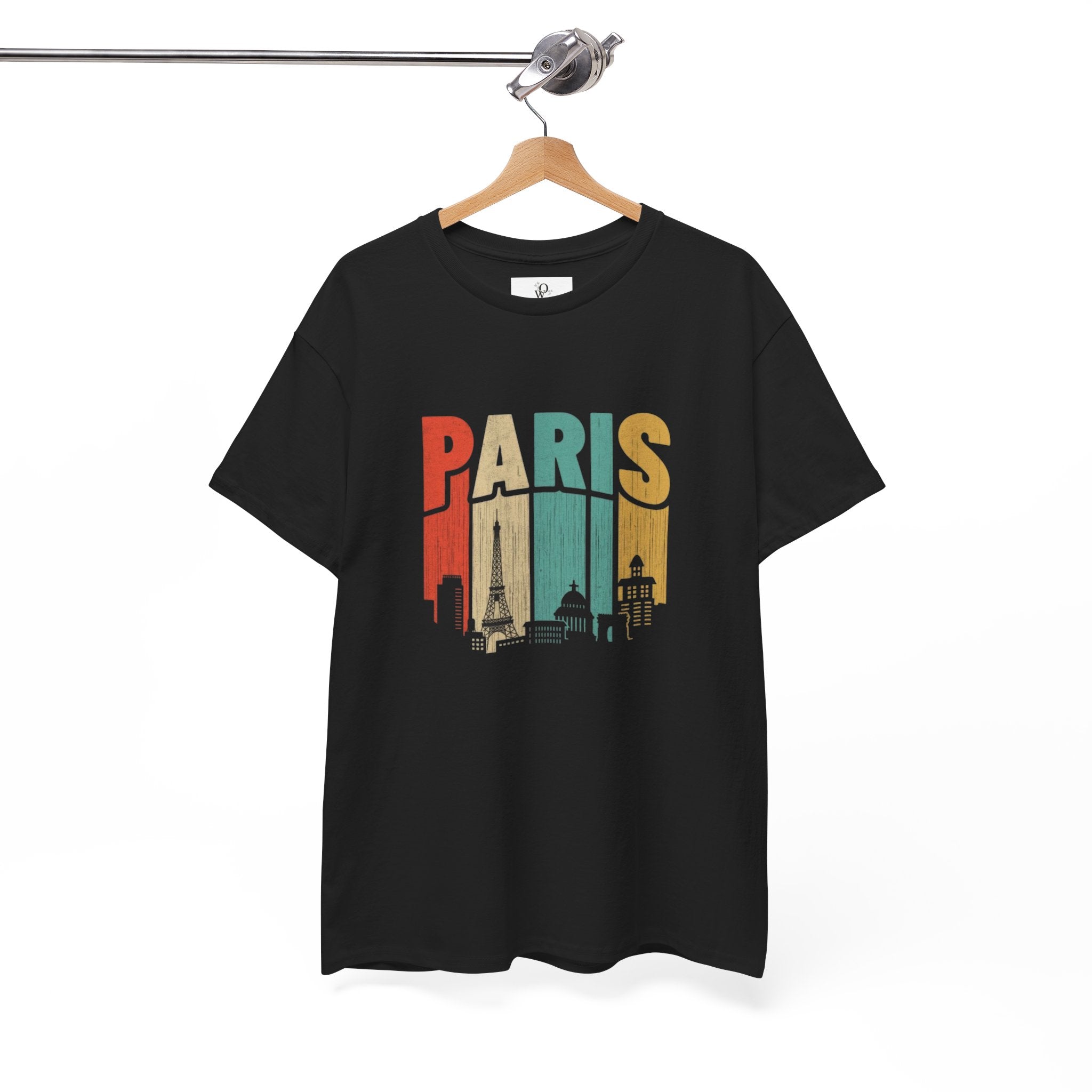 Paris Skyline Unisex Heavy Cotton Tee, Travel Gift, City Lover Shirt, Parisian Style Tee, Vacation Souvenir Shirt