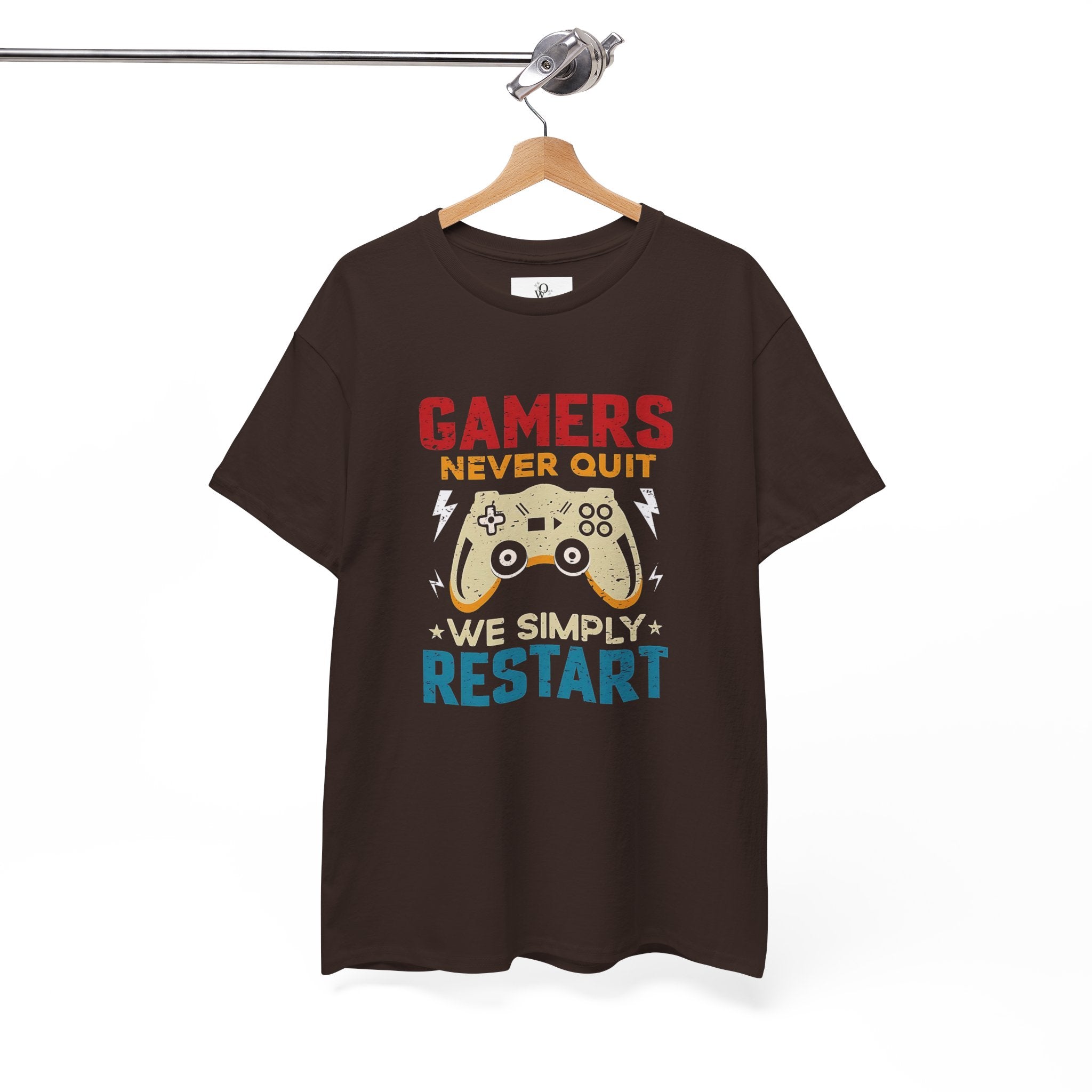 Unisex Gamer Tee - "Gamers Never Quit, We Simply Restart" - Video Game Shirt, Comfortable Casual Wear