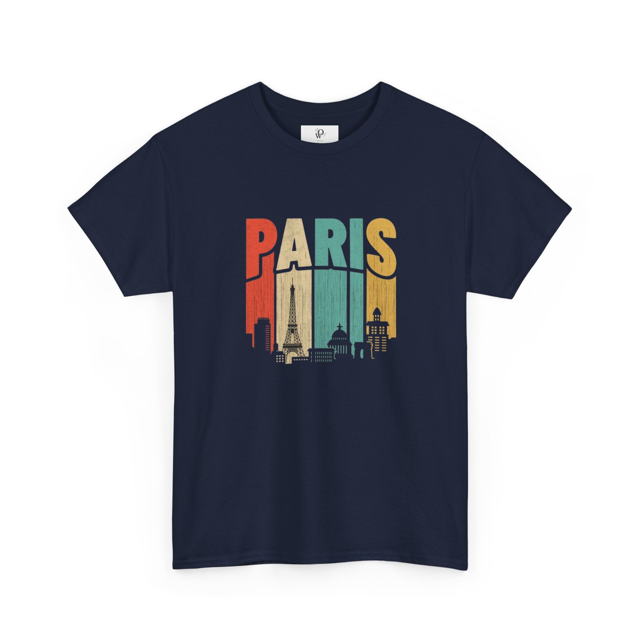 Paris Skyline Unisex Heavy Cotton Tee, Travel Gift, City Lover Shirt, Parisian Style Tee, Vacation Souvenir Shirt