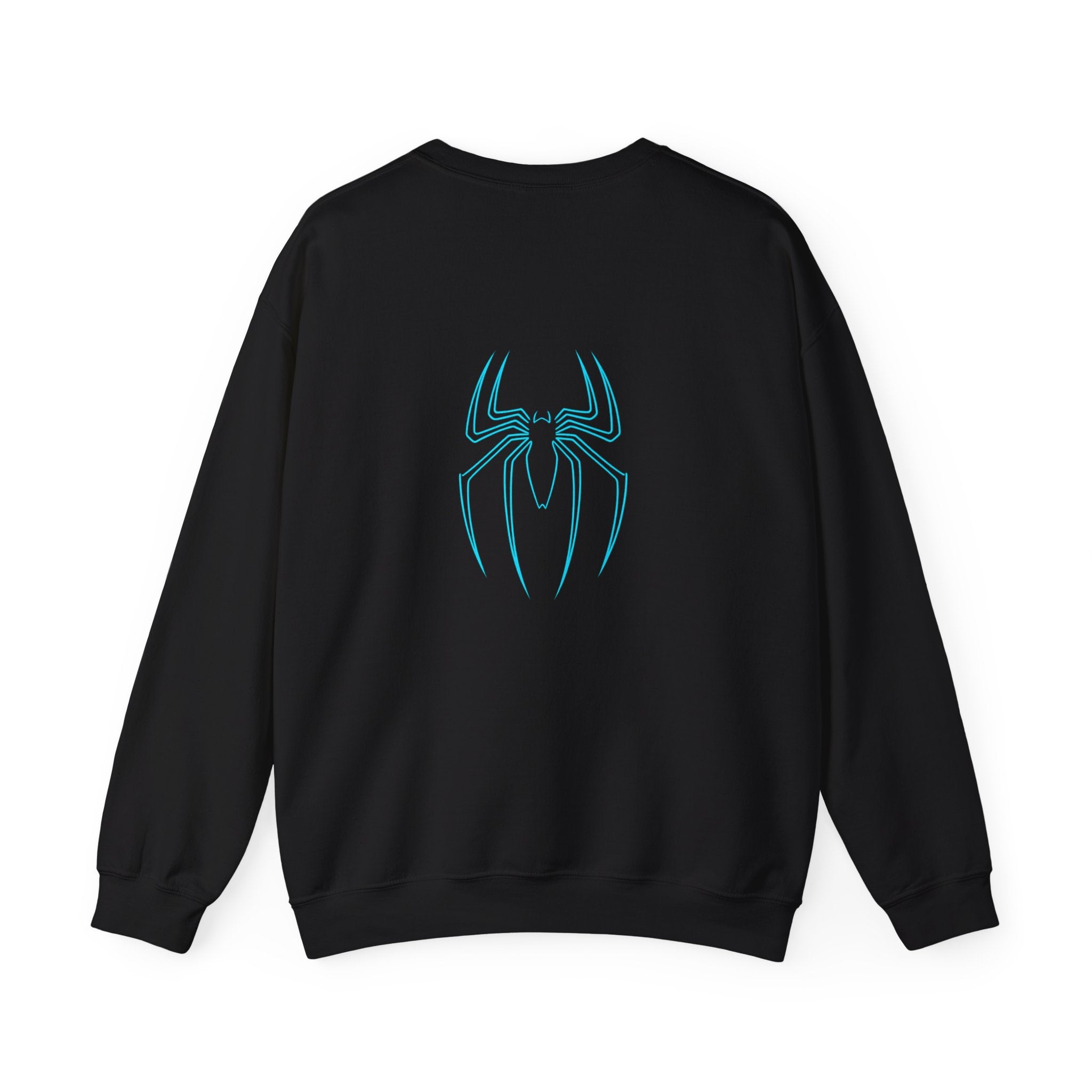 Spider Emblem Crewneck Sweatshirt — Neon Blue Arachnid Logo