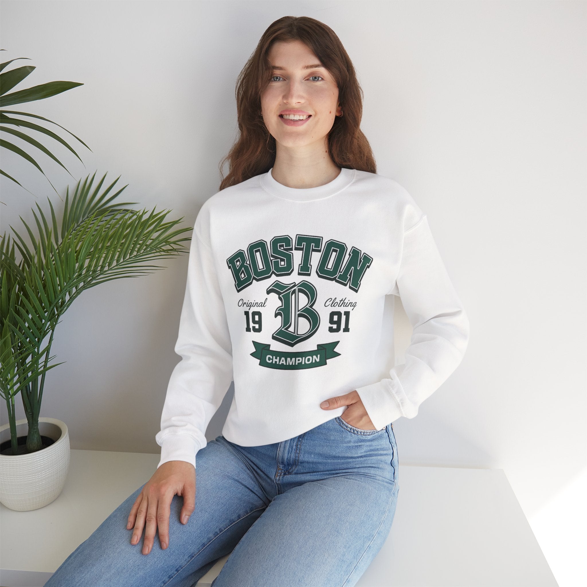 Boston Champion Crewneck Sweatshirt — Vintage Collegiate 1991