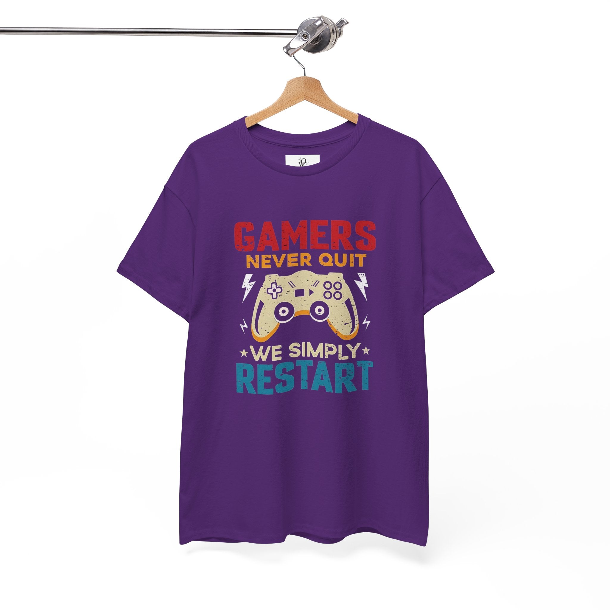 Unisex Gamer Tee - "Gamers Never Quit, We Simply Restart" - Video Game Shirt, Comfortable Casual Wear