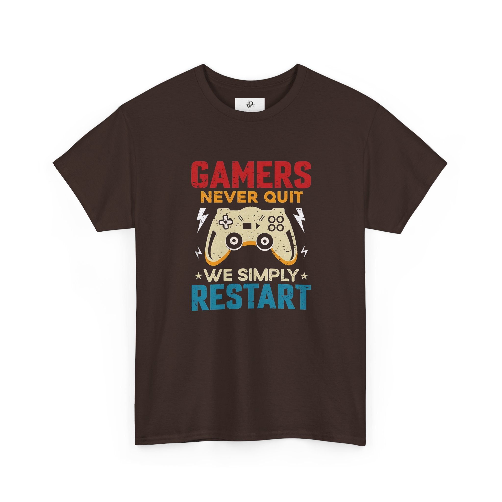 Unisex Gamer Tee - "Gamers Never Quit, We Simply Restart" - Video Game Shirt, Comfortable Casual Wear