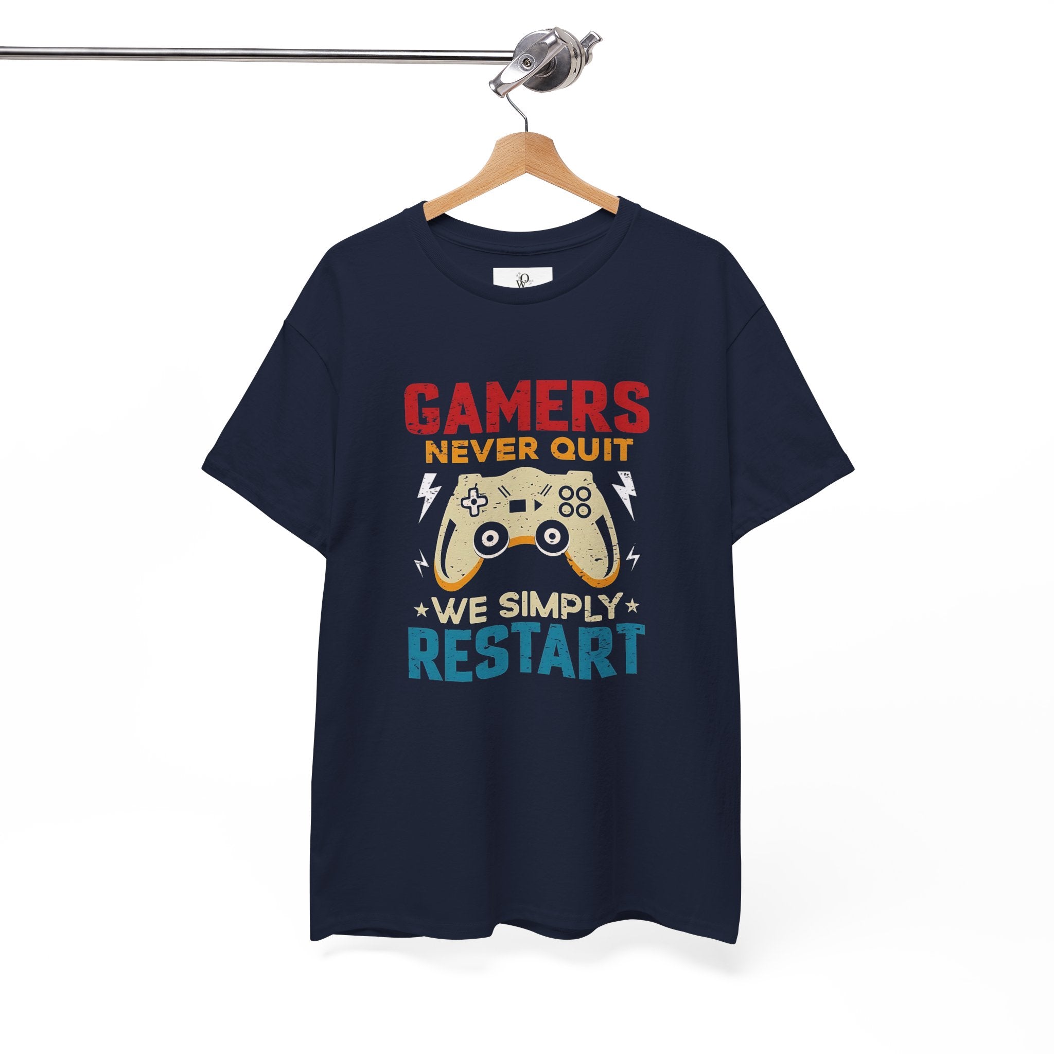 Unisex Gamer Tee - "Gamers Never Quit, We Simply Restart" - Video Game Shirt, Comfortable Casual Wear