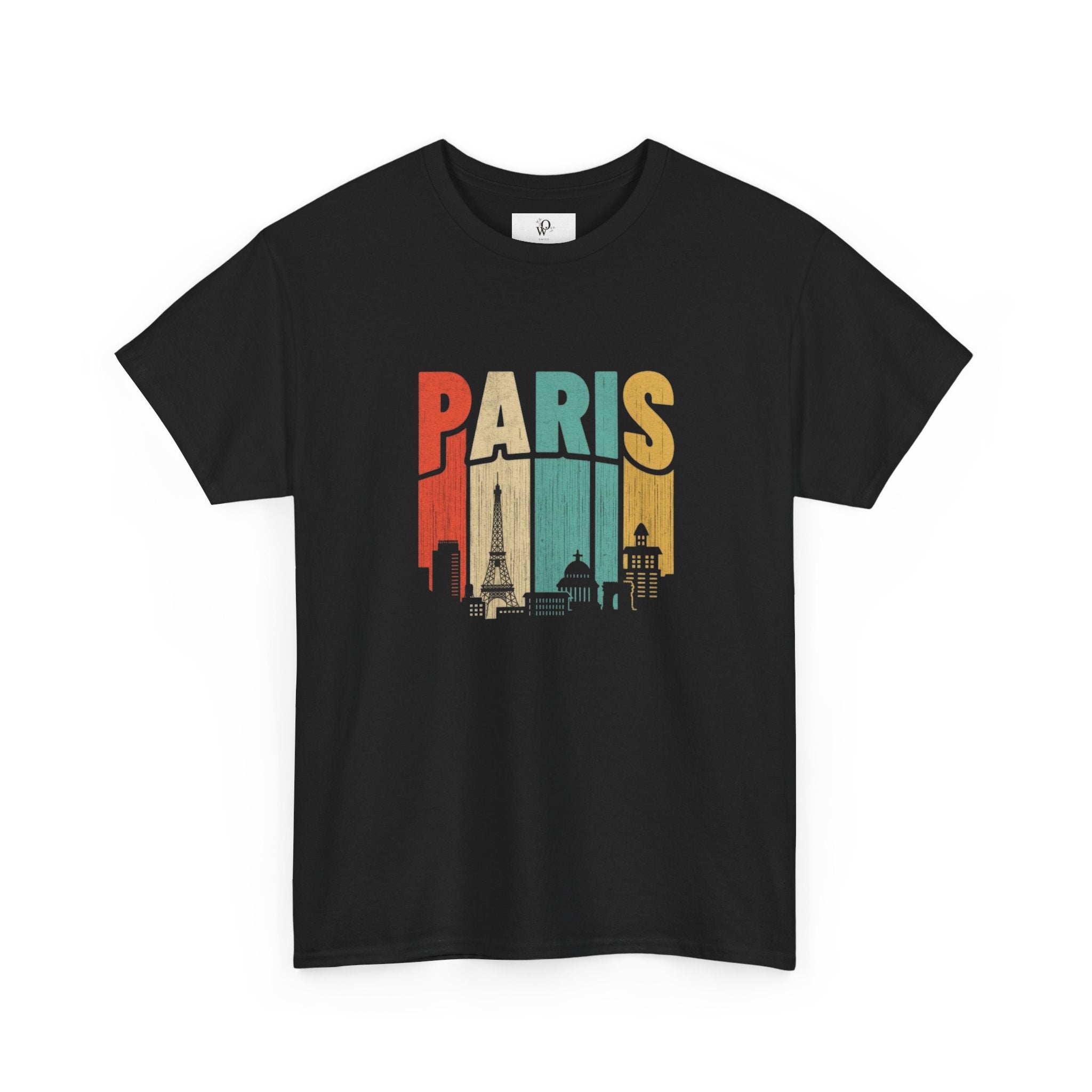 Paris Skyline Unisex Heavy Cotton Tee, Travel Gift, City Lover Shirt, Parisian Style Tee, Vacation Souvenir Shirt