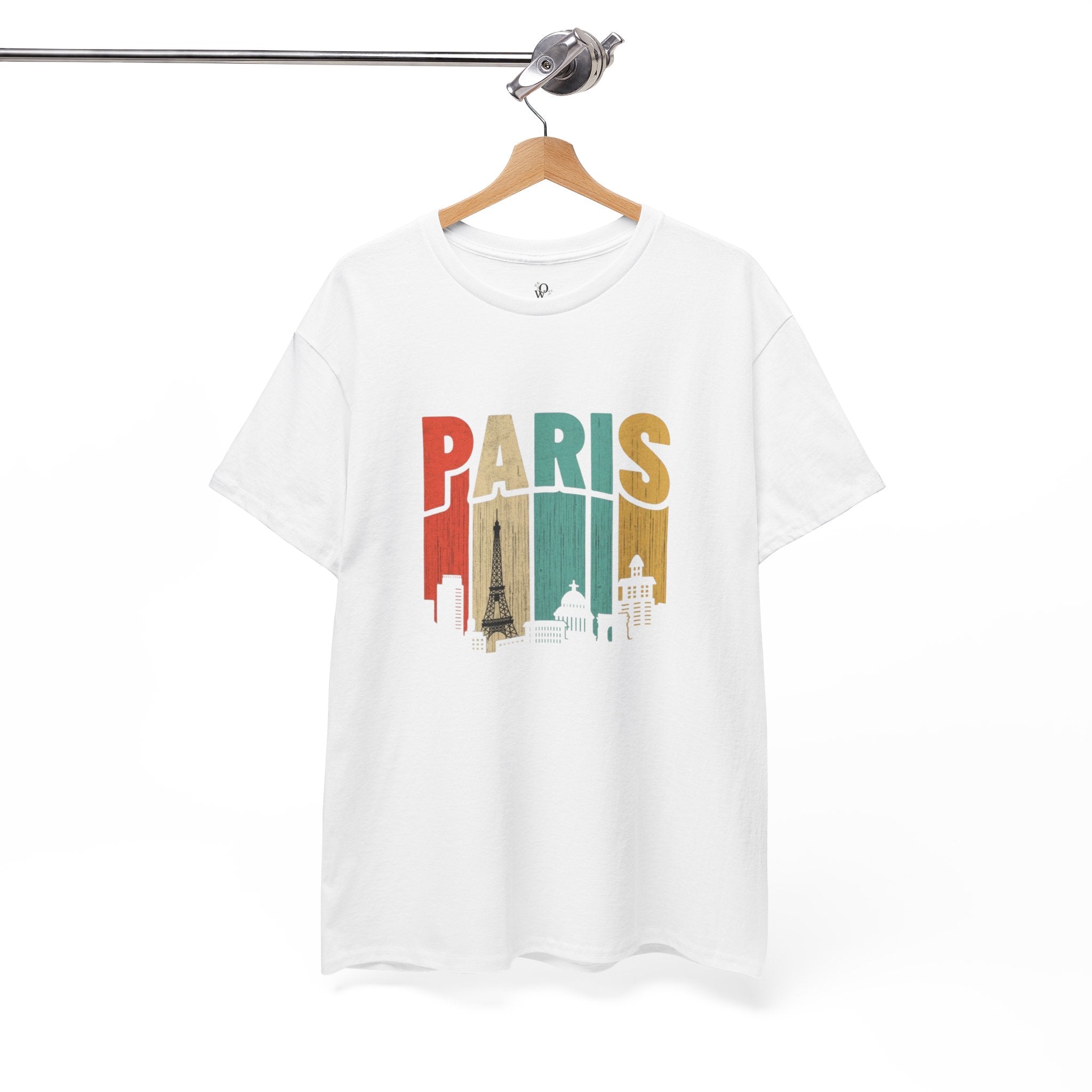 Paris Skyline Unisex Heavy Cotton Tee, Travel Gift, City Lover Shirt, Parisian Style Tee, Vacation Souvenir Shirt