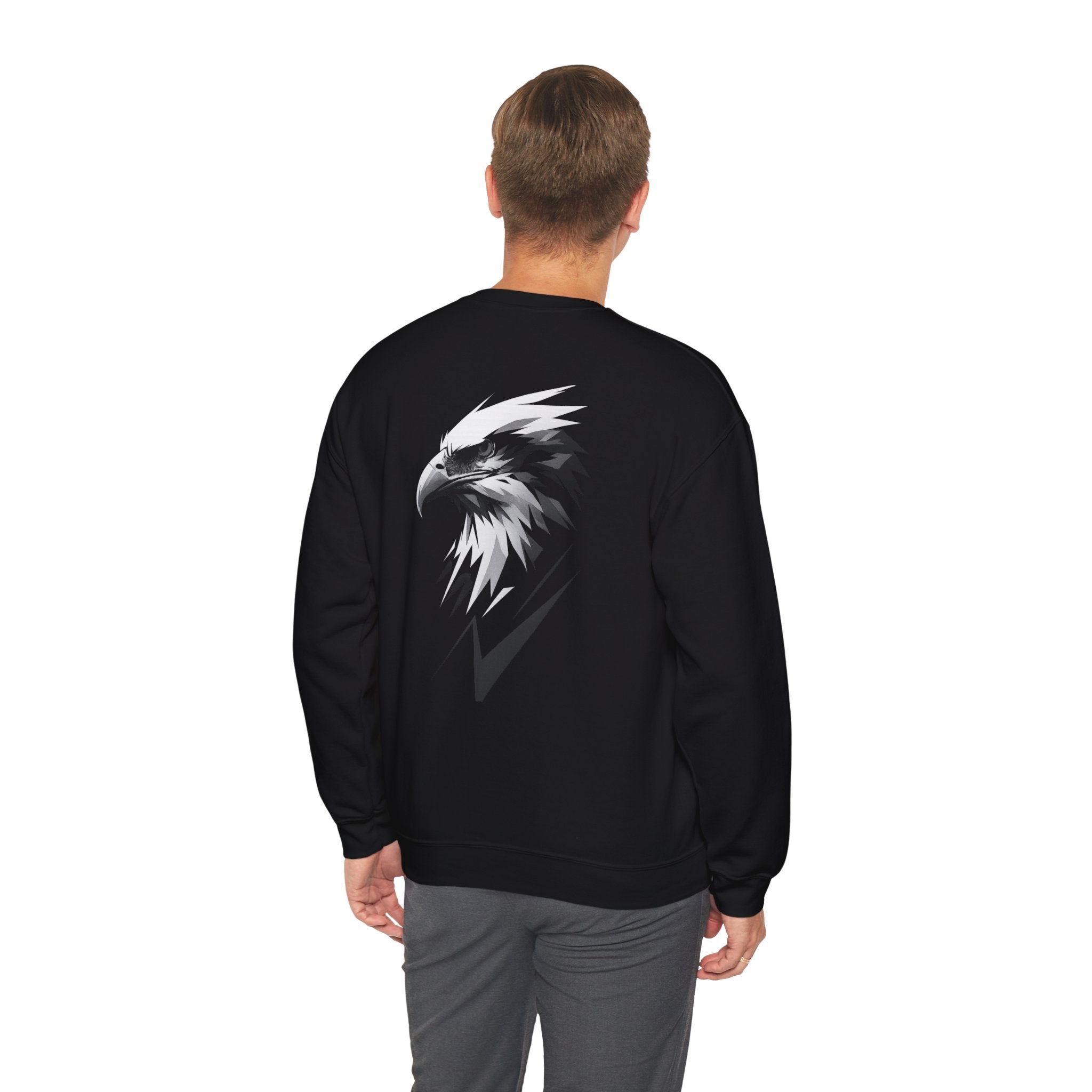 Eagle Graphic Crewneck Sweatshirt — Monochrome Patriotic Bird Design