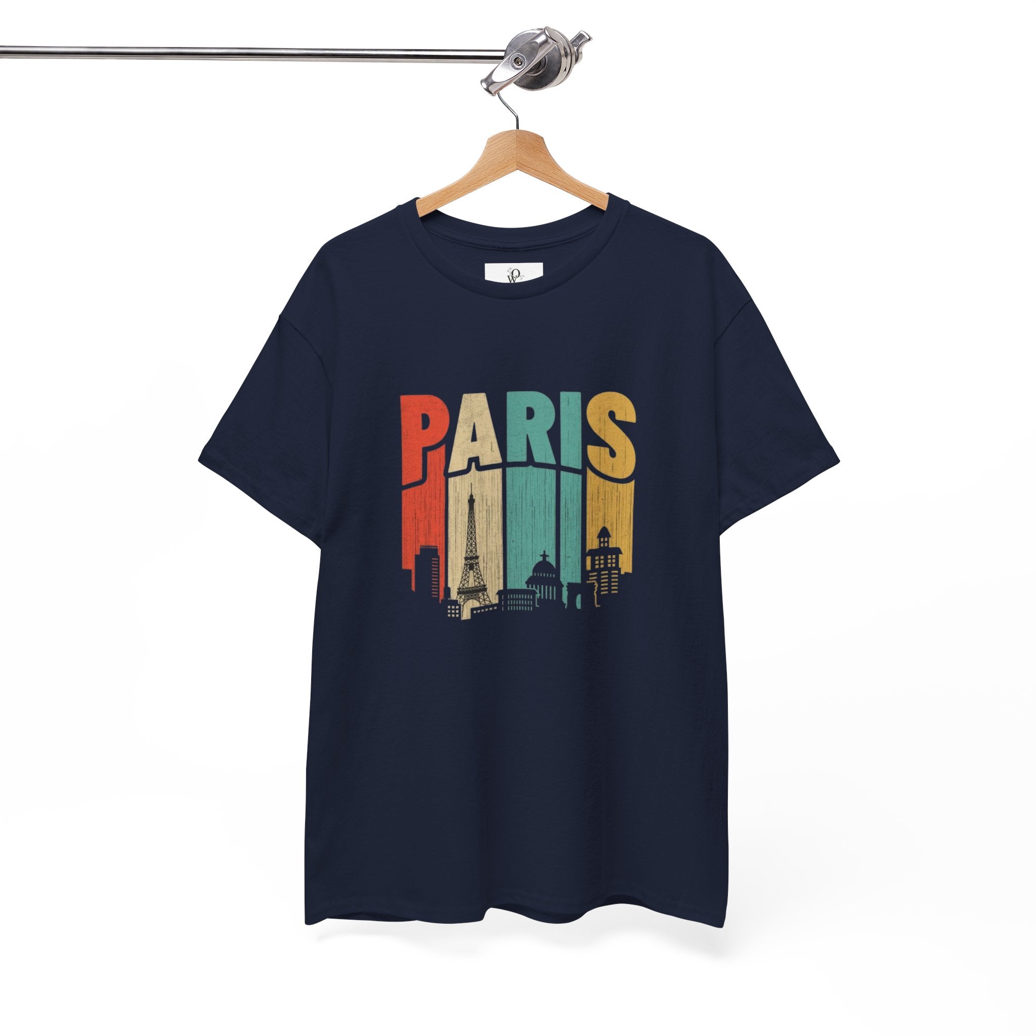 Paris Skyline Unisex Heavy Cotton Tee, Travel Gift, City Lover Shirt, Parisian Style Tee, Vacation Souvenir Shirt
