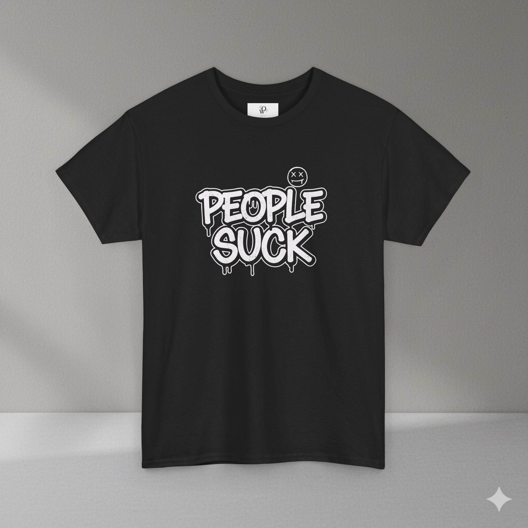 People Suck Graphic Tee — Edgy Streetwear T‑Shirt with Bold Graffiti Text