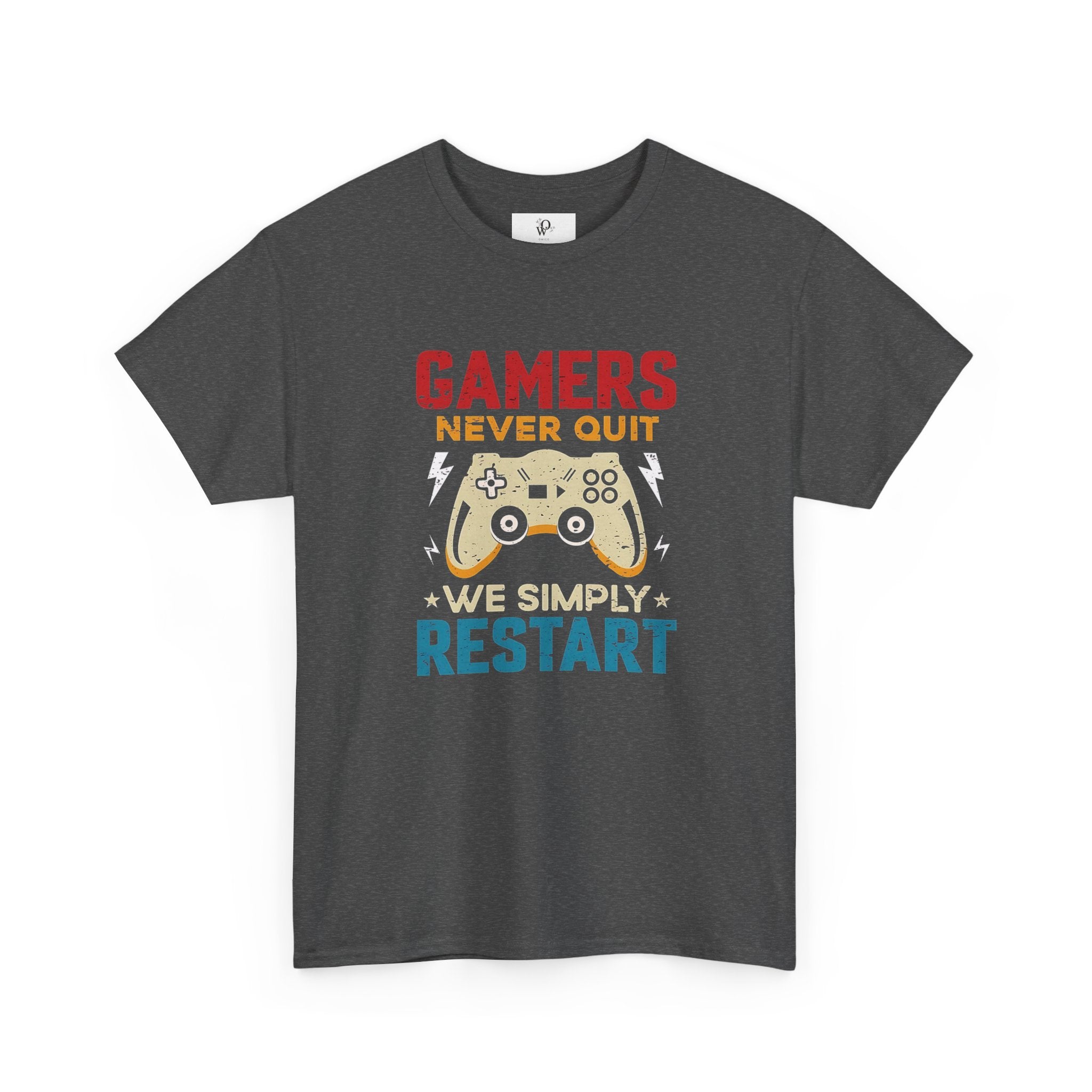 Unisex Gamer Tee - "Gamers Never Quit, We Simply Restart" - Video Game Shirt, Comfortable Casual Wear