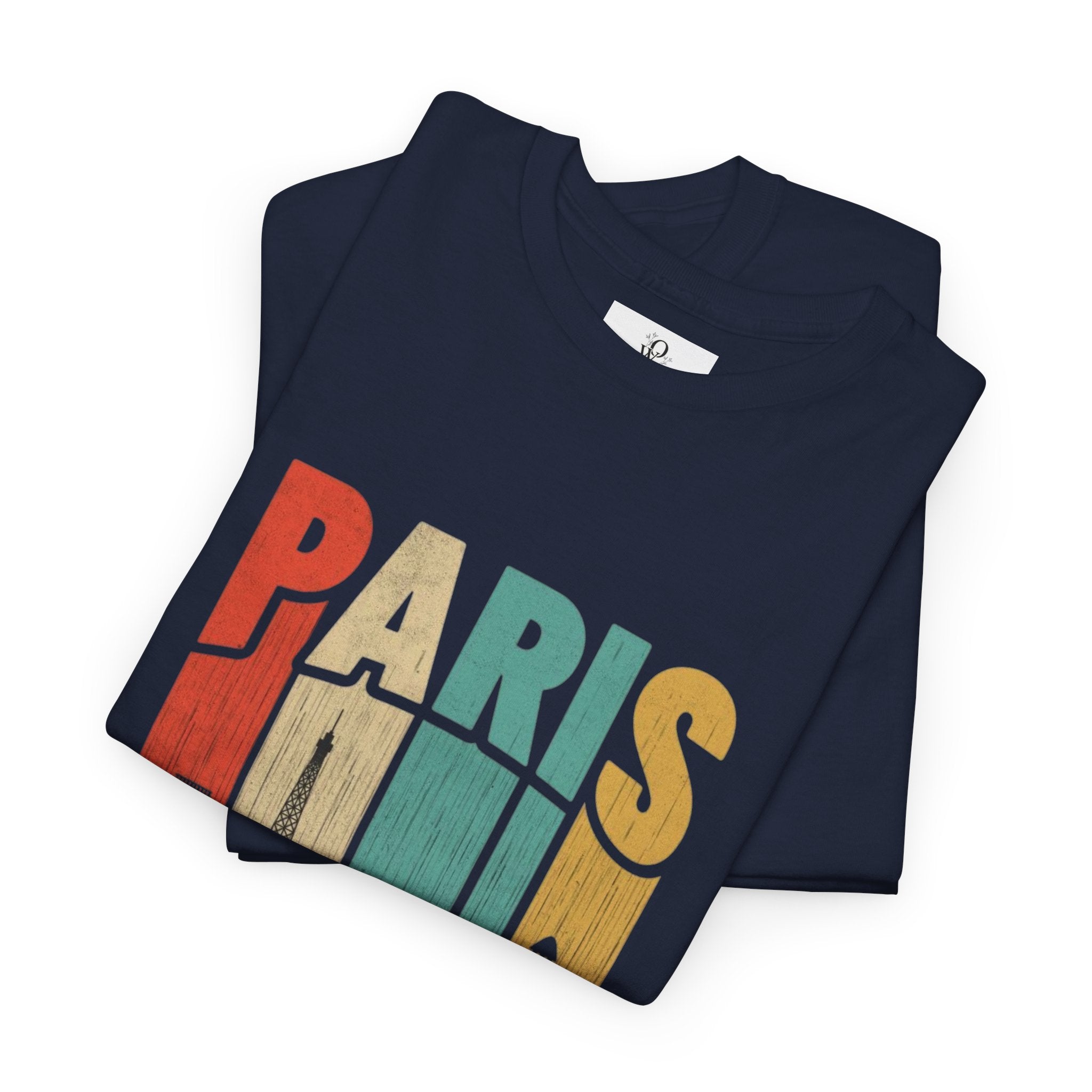 Paris Skyline Unisex Heavy Cotton Tee, Travel Gift, City Lover Shirt, Parisian Style Tee, Vacation Souvenir Shirt