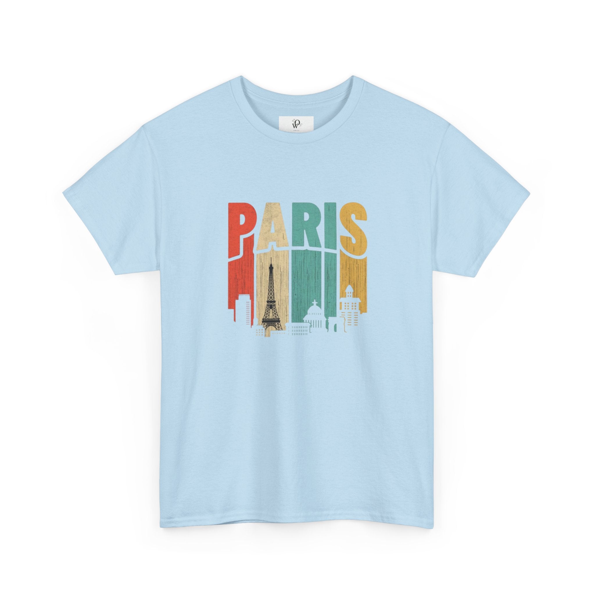 Paris Skyline Unisex Heavy Cotton Tee, Travel Gift, City Lover Shirt, Parisian Style Tee, Vacation Souvenir Shirt