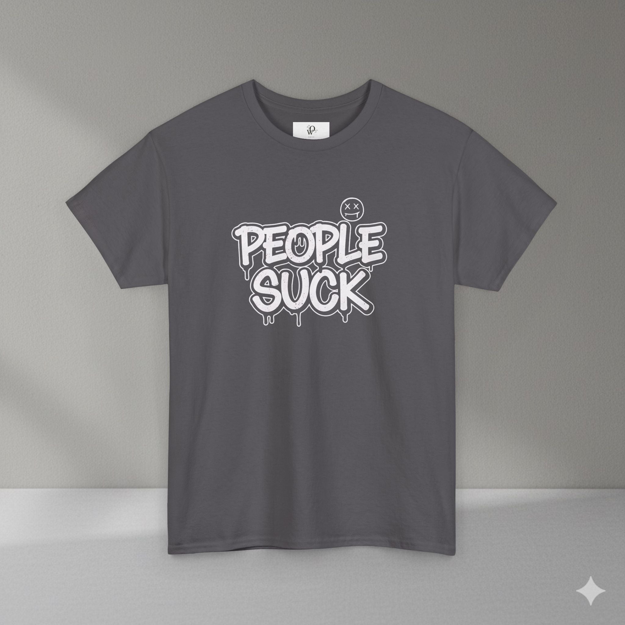 People Suck Graphic Tee — Edgy Streetwear T‑Shirt with Bold Graffiti Text