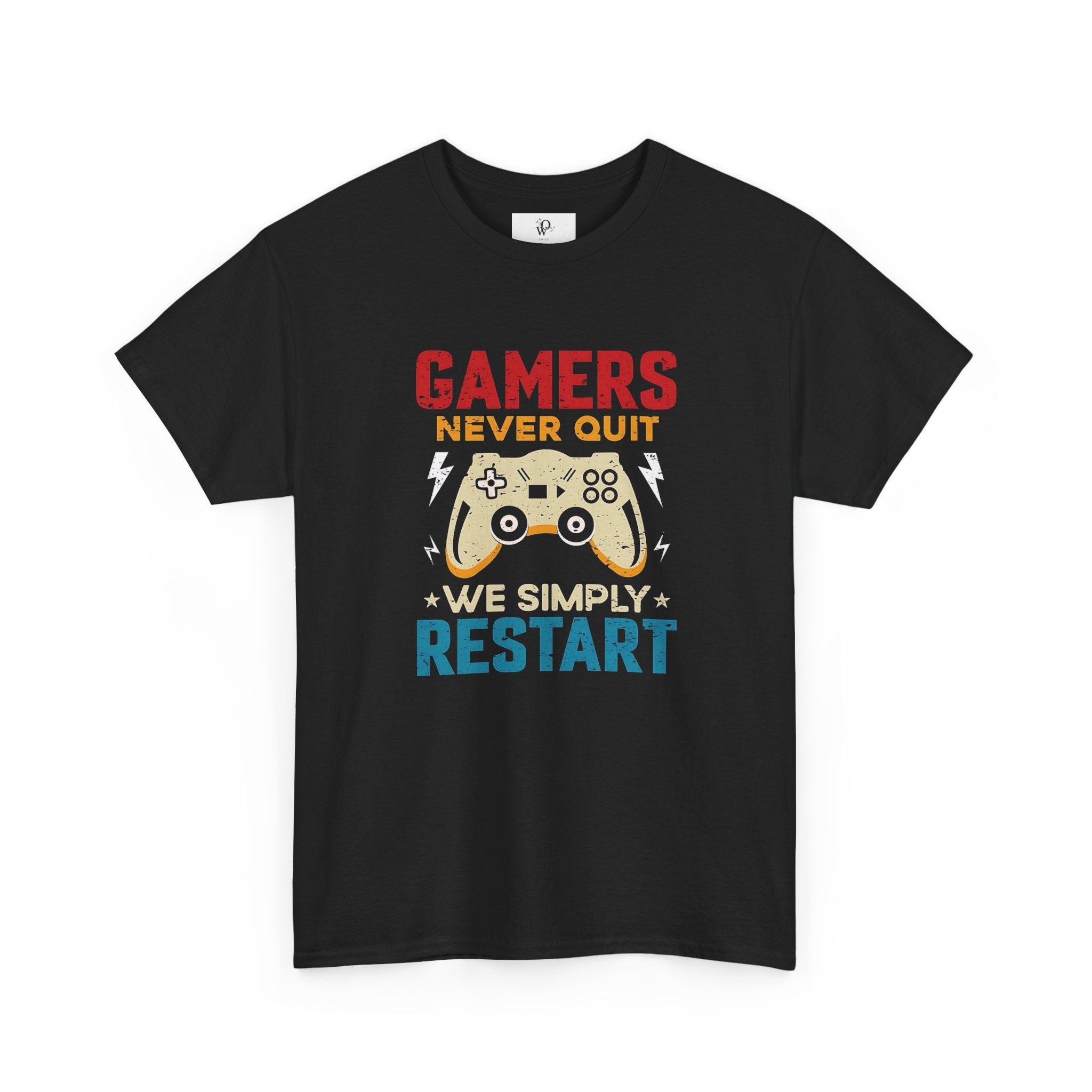 Unisex Gamer Tee - "Gamers Never Quit, We Simply Restart" - Video Game Shirt, Comfortable Casual Wear