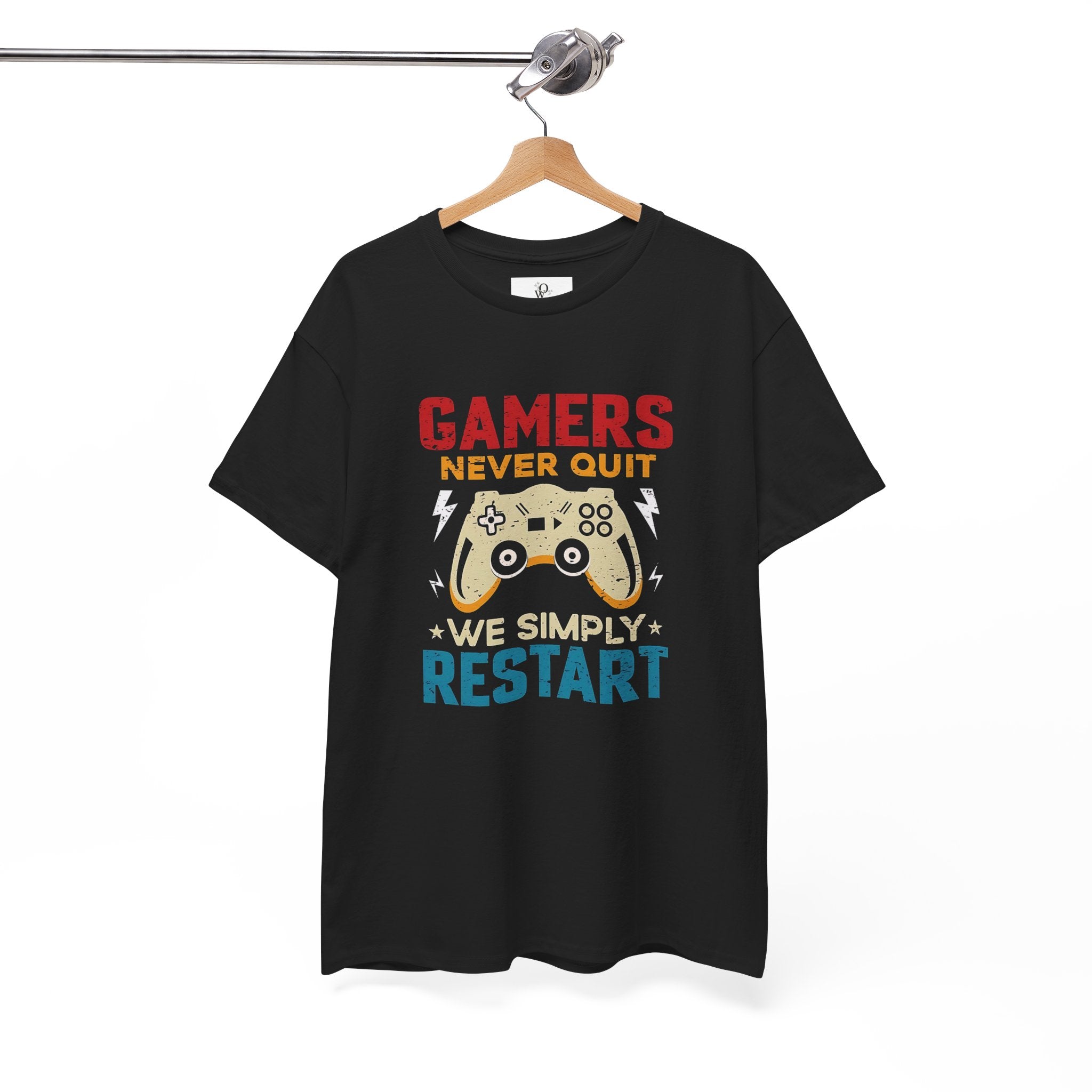 Unisex Gamer Tee - "Gamers Never Quit, We Simply Restart" - Video Game Shirt, Comfortable Casual Wear