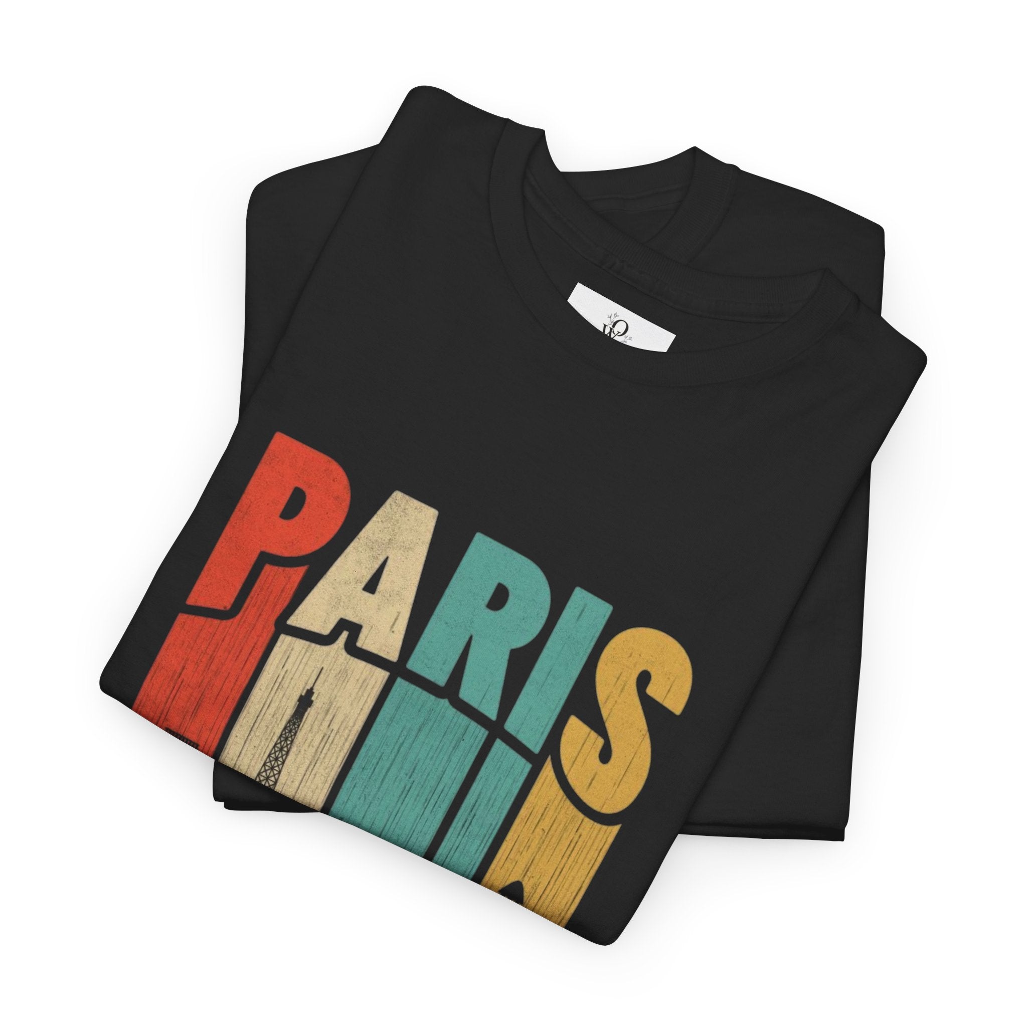 Paris Skyline Unisex Heavy Cotton Tee, Travel Gift, City Lover Shirt, Parisian Style Tee, Vacation Souvenir Shirt