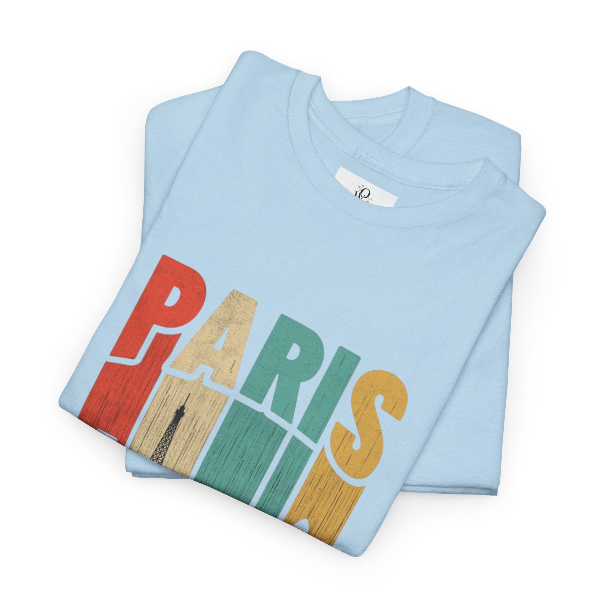 Paris Skyline Unisex Heavy Cotton Tee, Travel Gift, City Lover Shirt, Parisian Style Tee, Vacation Souvenir Shirt