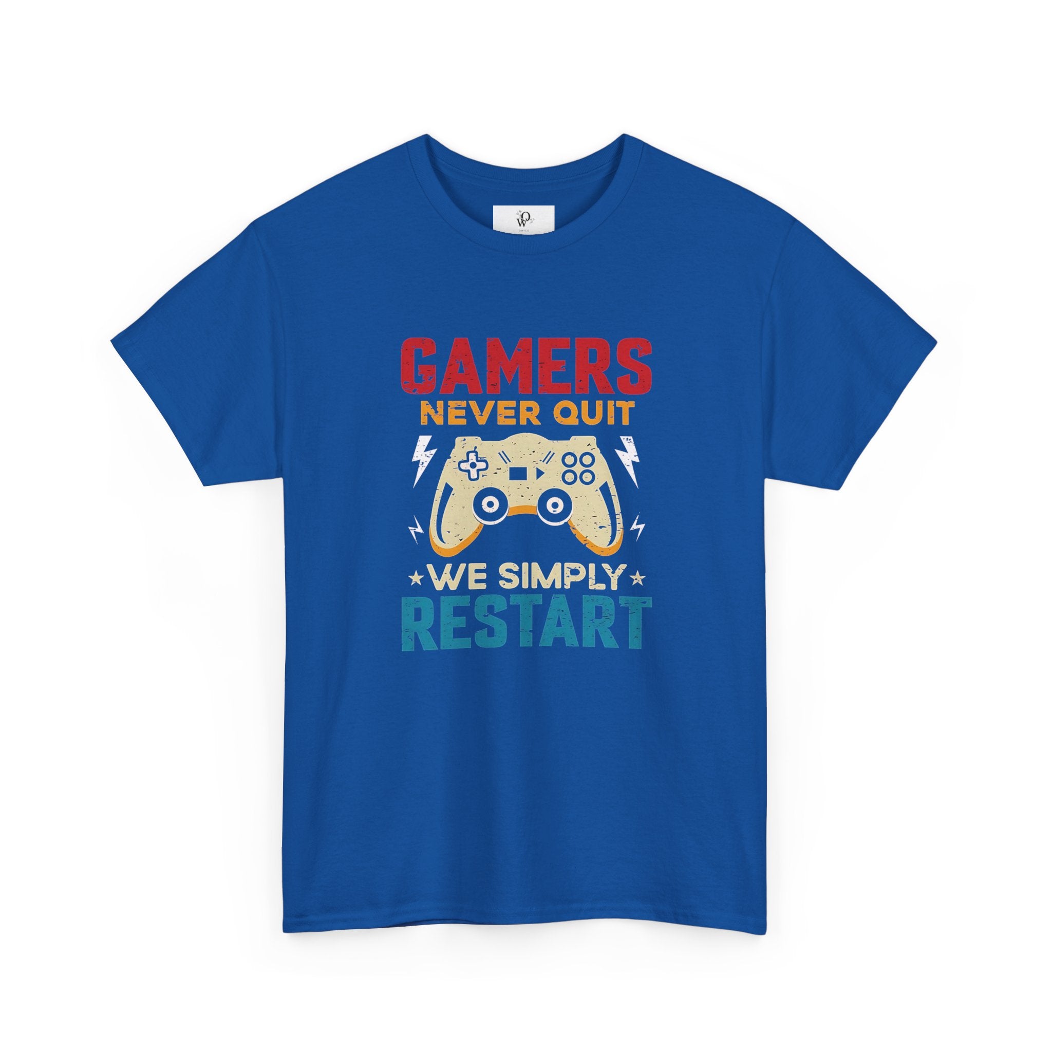 Unisex Gamer Tee - "Gamers Never Quit, We Simply Restart" - Video Game Shirt, Comfortable Casual Wear