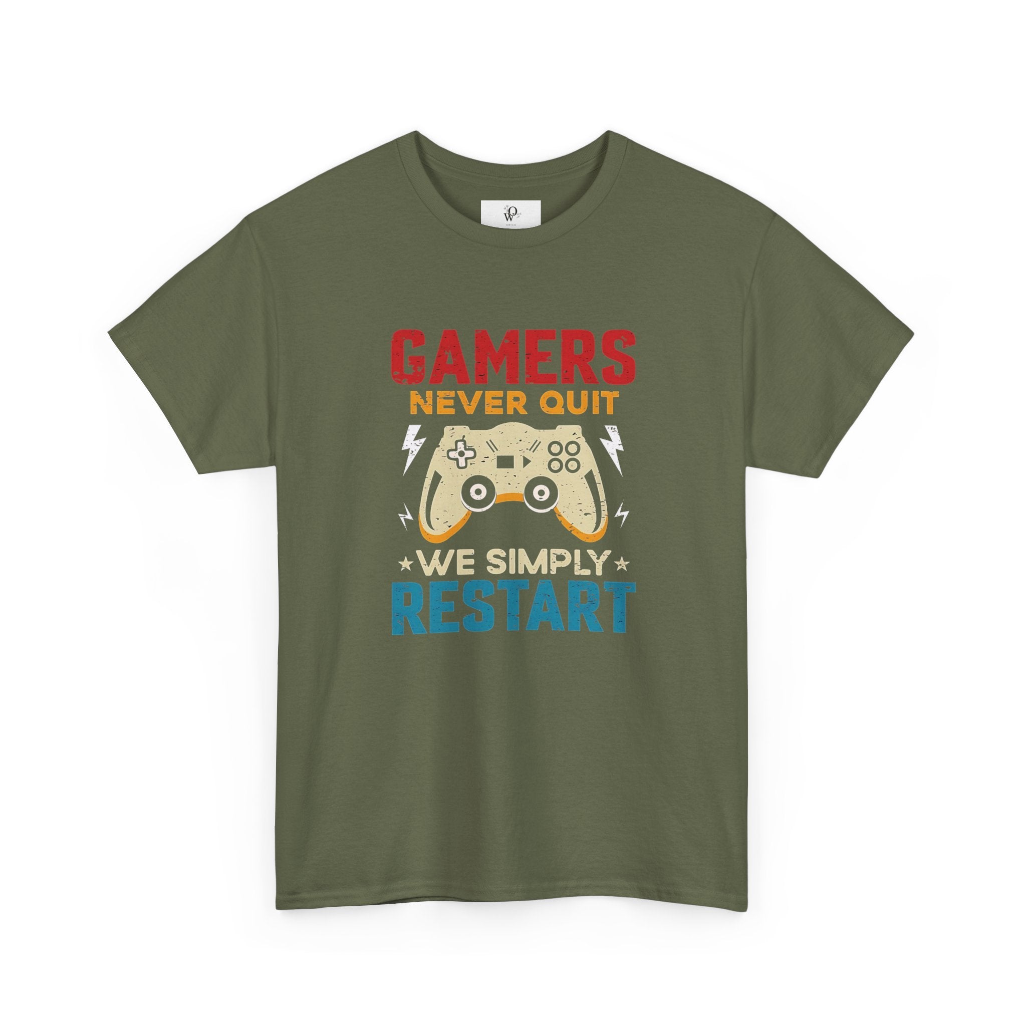 Unisex Gamer Tee - "Gamers Never Quit, We Simply Restart" - Video Game Shirt, Comfortable Casual Wear