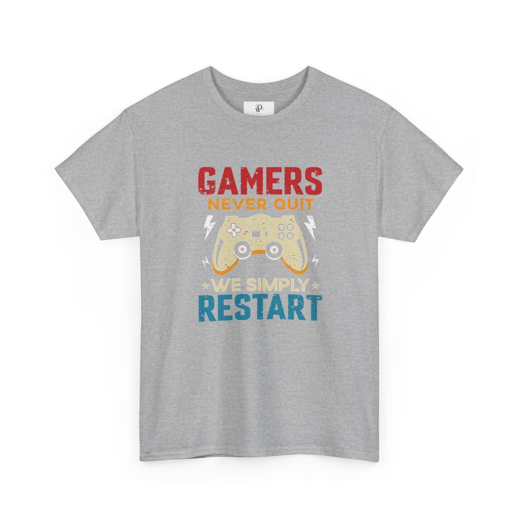 Unisex Gamer Tee - "Gamers Never Quit, We Simply Restart" - Video Game Shirt, Comfortable Casual Wear