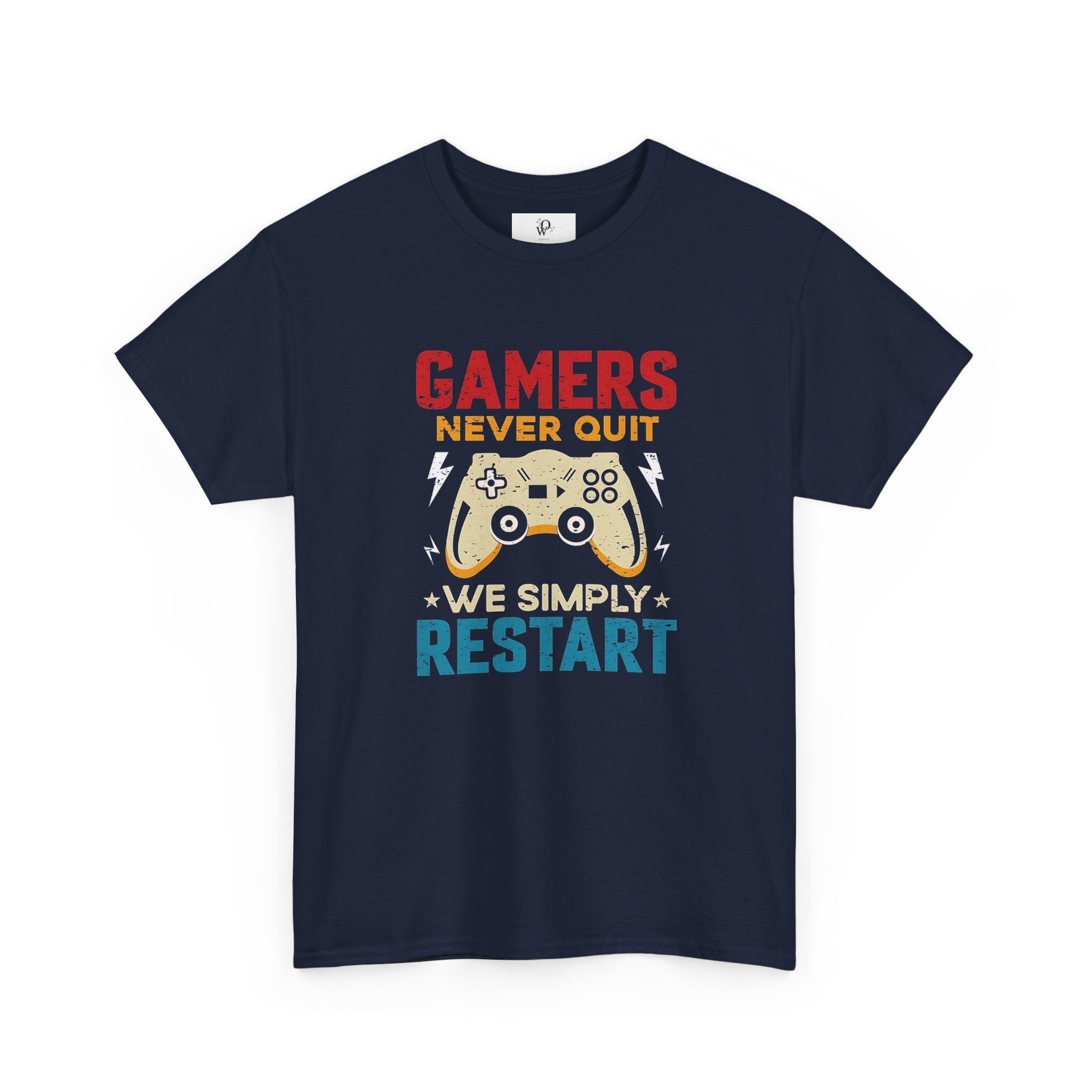 Unisex Gamer Tee - "Gamers Never Quit, We Simply Restart" - Video Game Shirt, Comfortable Casual Wear