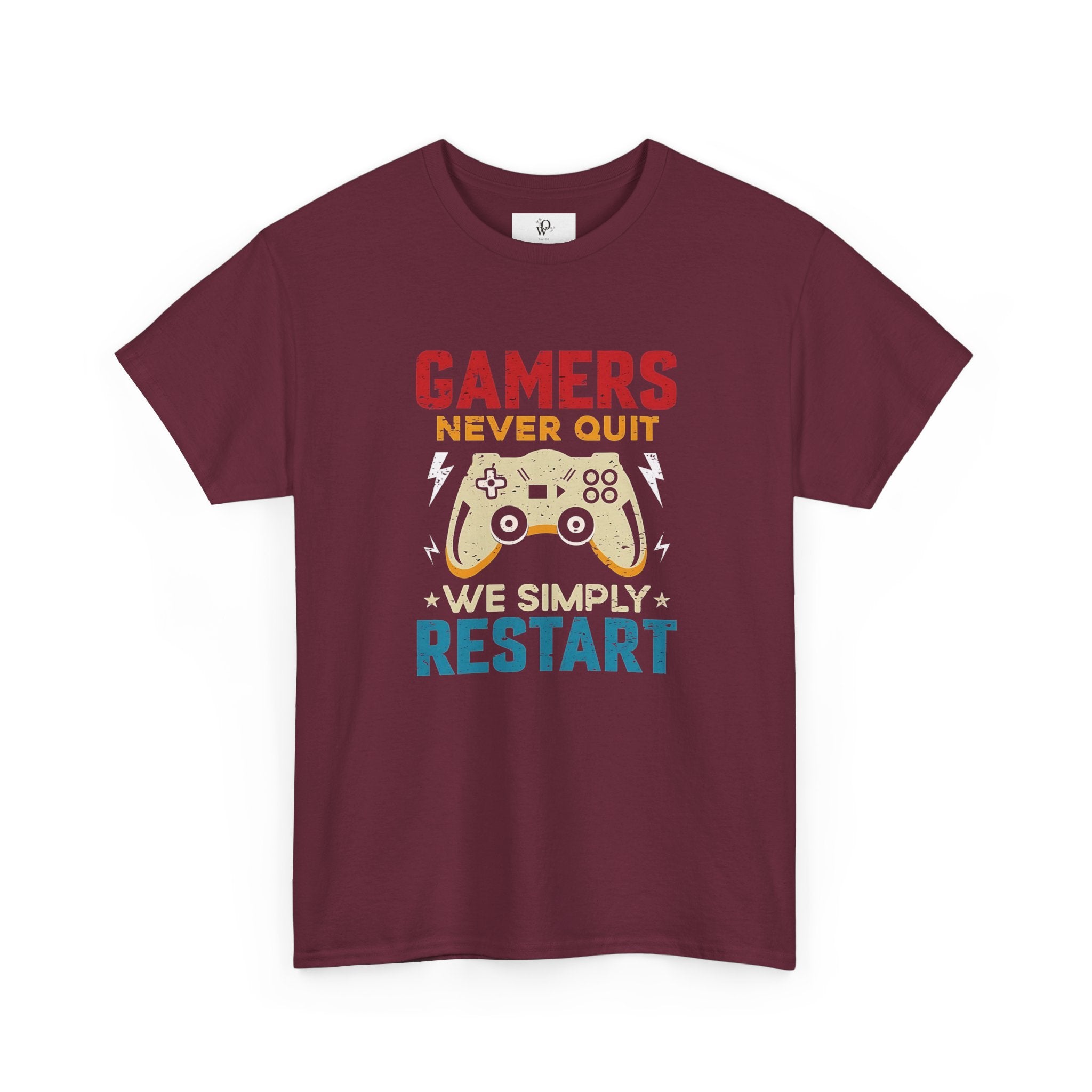 Unisex Gamer Tee - "Gamers Never Quit, We Simply Restart" - Video Game Shirt, Comfortable Casual Wear
