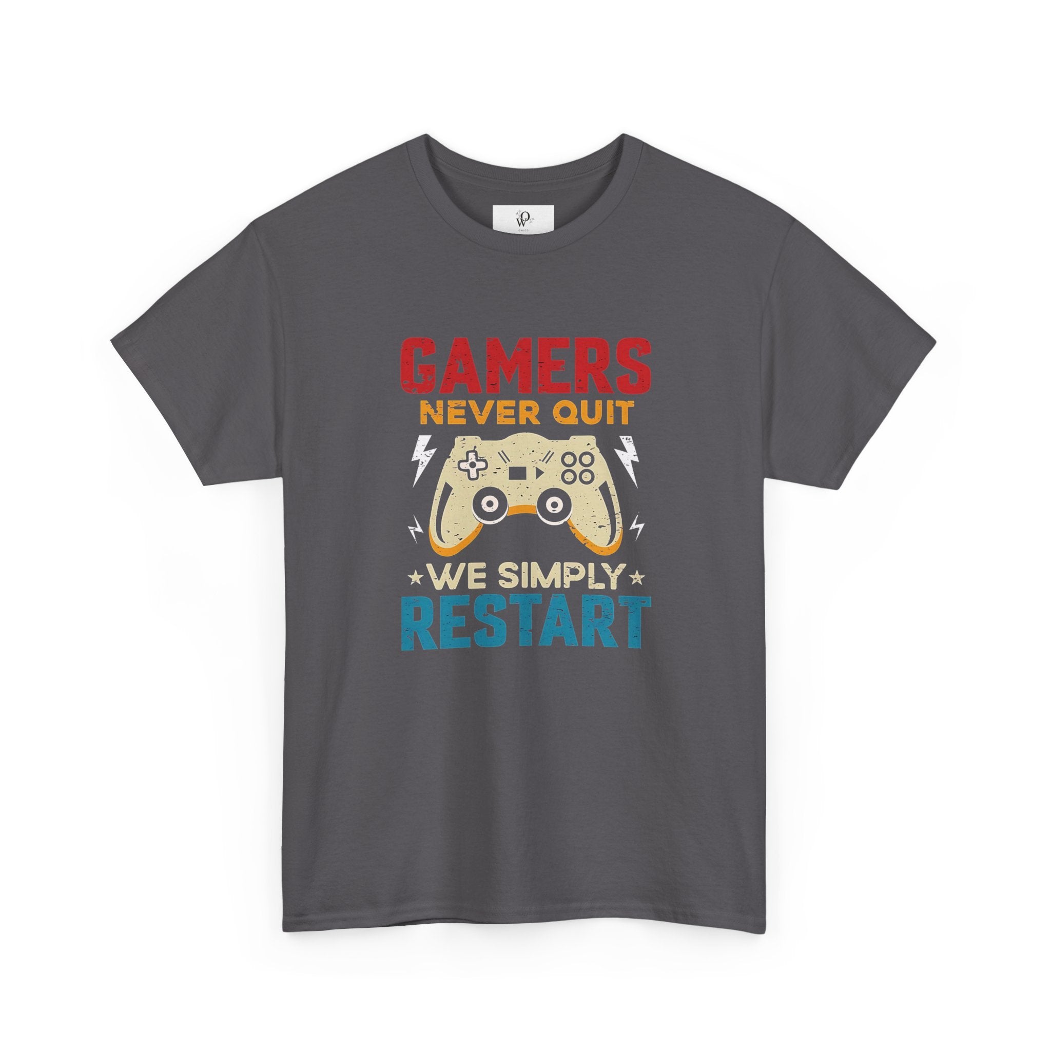 Unisex Gamer Tee - "Gamers Never Quit, We Simply Restart" - Video Game Shirt, Comfortable Casual Wear