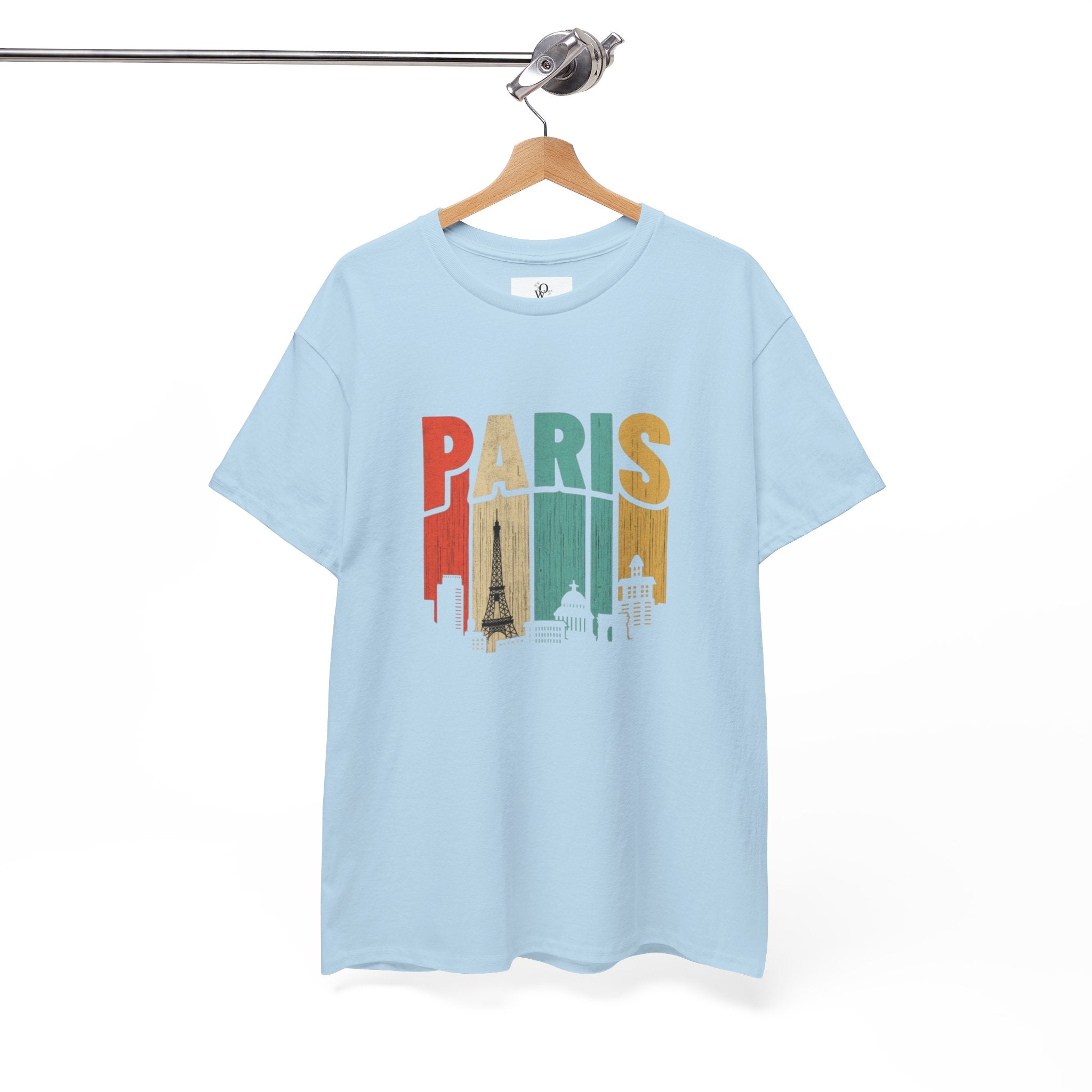 Paris Skyline Unisex Heavy Cotton Tee, Travel Gift, City Lover Shirt, Parisian Style Tee, Vacation Souvenir Shirt